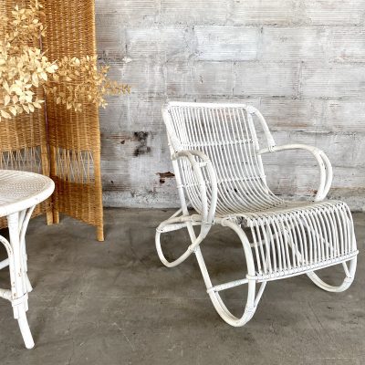 Fauteuil en rotin blanc